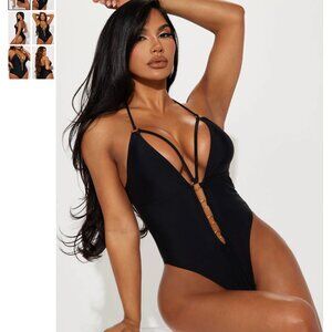 Tiana Halter 1 Piece Swimsuit - Black